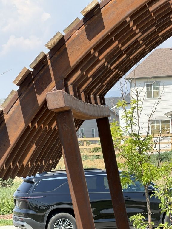 Birdsong Park Windsor, Colorado Prairie Song Residential Community CORTEN close up
